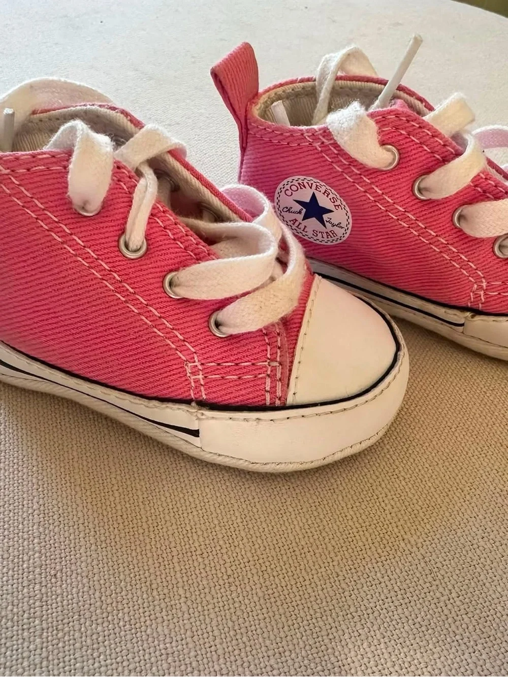 Converse Pink Canvas Baby Walker Sneakers with White Accents